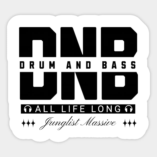 DNB - Split Text (Black) Sticker by DISCOTHREADZ 